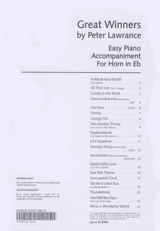 GREAT WINNERS Easy Piano Accompaniment (Eb edition)