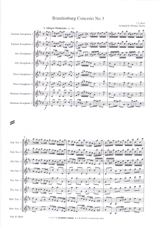 BRANDENBURG CONCERTO No.3 (score & parts)