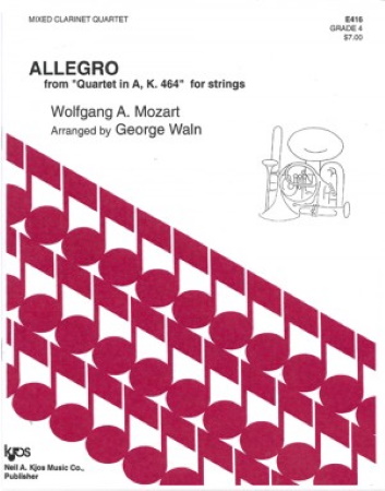 ALLEGRO from Quartet in A major K464 (score & parts)