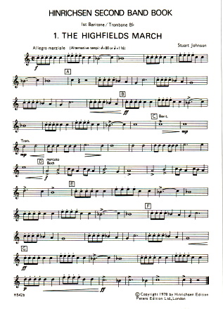 HINRICHSEN SECOND BAND BOOK 1st Baritone/Trombone (treble clef)