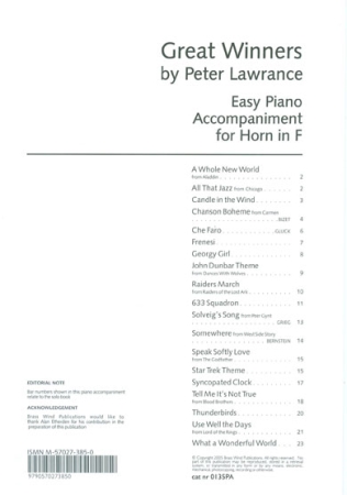 GREAT WINNERS Easy Piano Accompaniment (F edition)