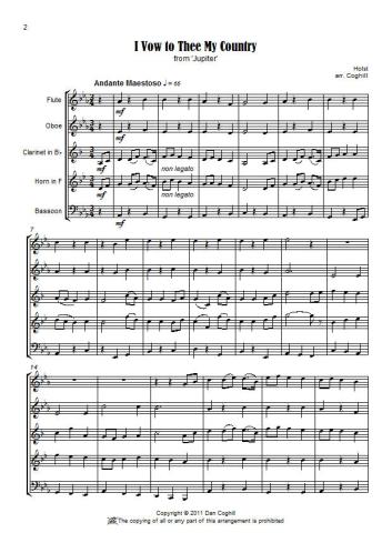 I VOW TO THEE MY COUNTRY (score & parts)
