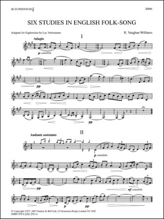 SIX STUDIES IN ENGLISH FOLK SONG Euphonium part (treble/bass clef)