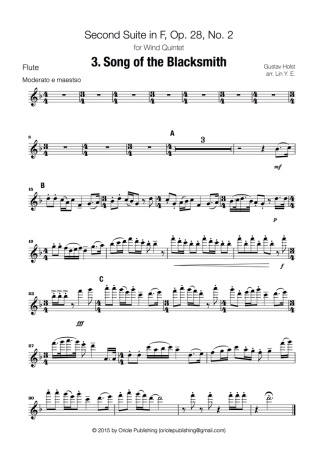 SECOND SUITE FOR MILITARY BAND Op.28 No.2: Song of the Blacksmith (score & parts)