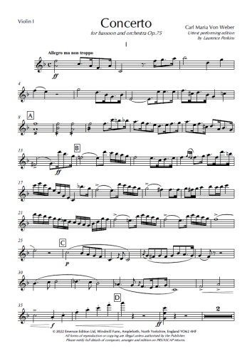 BASSOON CONCERTO Op.75 - 1st Violin part