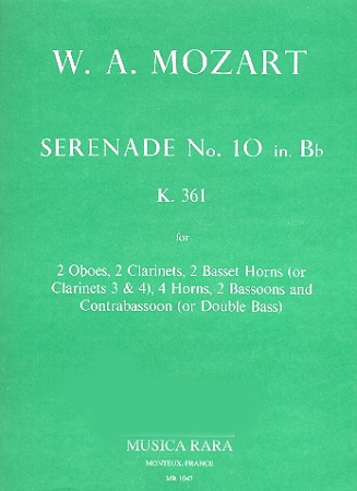 SERENADE No.10 in Bb major K361 'Gran Partita' (set of parts)