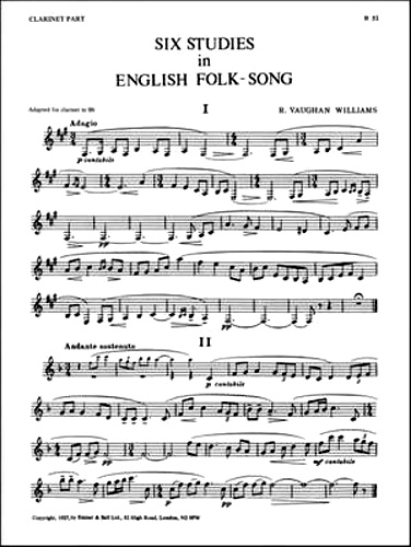 SIX STUDIES IN ENGLISH FOLKSONG Clarinet part