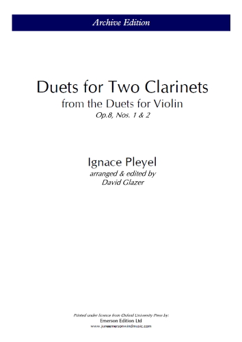DUETS FOR TWO CLARINETS Op.8 Nos.1 & 2