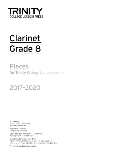 CLARINET PIECES 2017-2022 Grade 8 (part only)