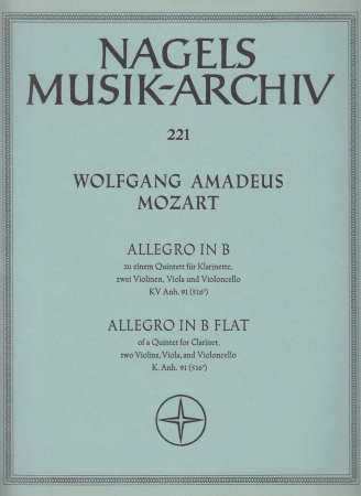 ALLEGRO in Bb major, KV Anh.91 (516c) (score & parts)
