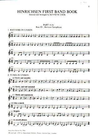 HINRICHSEN FIRST BAND BOOK Part 4 in Bb (bass clef)