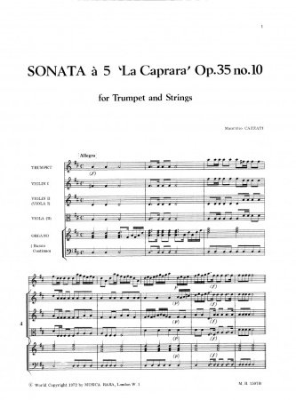 SONATA a 5 in C major Op.35 No.10, 'La Cappara' (score & parts)