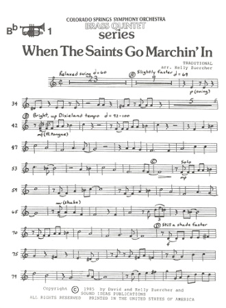 WHEN THE SAINTS GO MARCHING IN (score & parts)