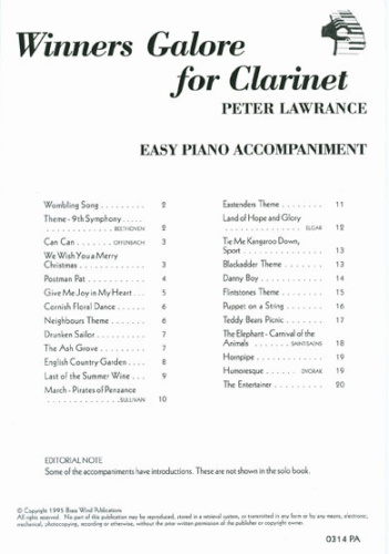 WINNERS GALORE Easy Piano Accompaniment for Clarinet