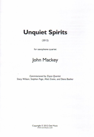 UNQUIET SPIRITS (score & parts)