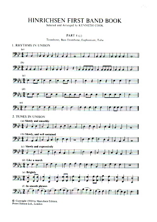 HINRICHSEN FIRST BAND BOOK Part 4 in C (bass clef)