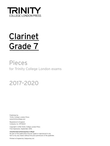 CLARINET PIECES 2017-2022 Grade 7 (part only)