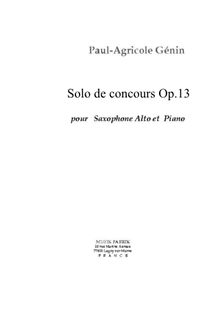 SOLO DE CONCOURS Op. 13