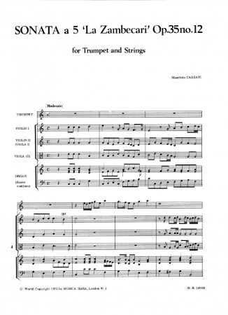 SONATA a 5 in C major Op.35 No.12, 'La Zambecari' (score & parts)