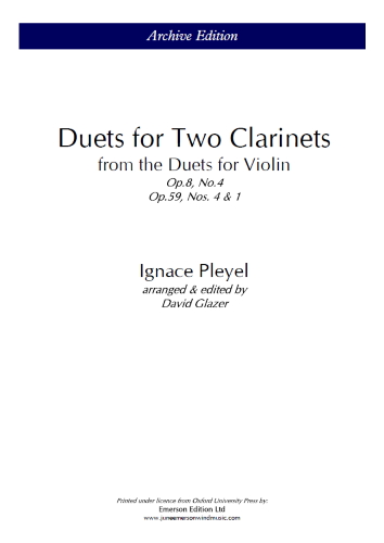 DUETS FOR TWO CLARINETS Op.8 No.4, Op.59 No.1&4