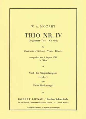 TRIO in Eb major K498, 'Kegelstatt-Trio' miniature score
