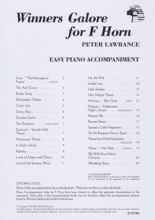 WINNERS GALORE Piano Accompaniment (F edition)