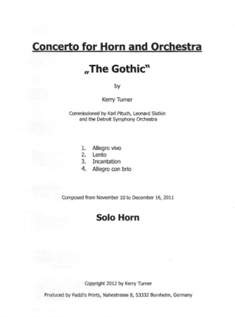 CONCERTO for Horn & Orchestra 'The Gothic'