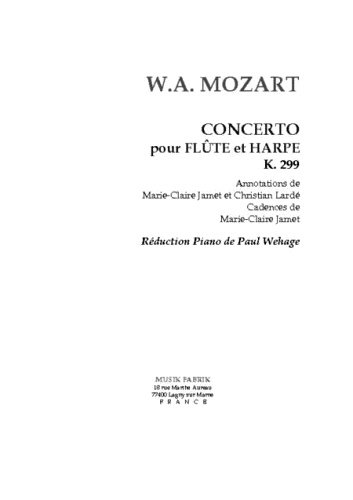 CONCERTO for Flute & Harp in C major K.299