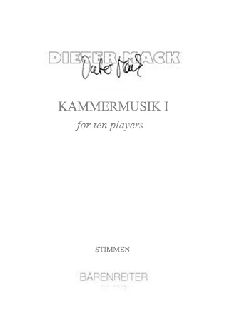 KAMMERMUSIK I for Ten Players (set of parts)